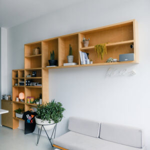 grey-couch-with-a-bookcase-behind-it